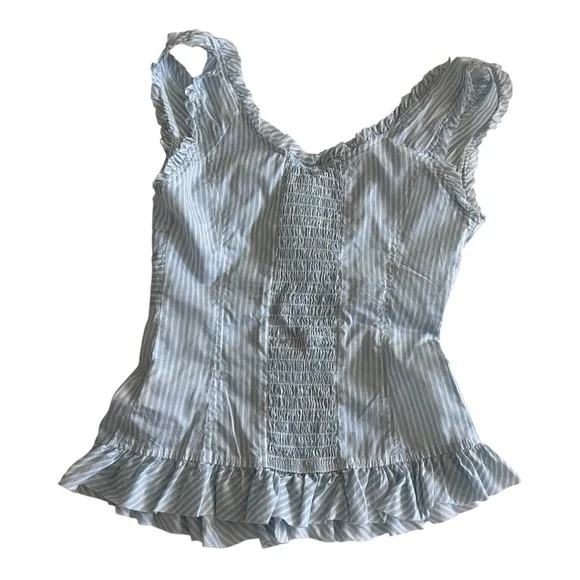 Guess Striped Blue Ruffle Top - Picture 2 of 6